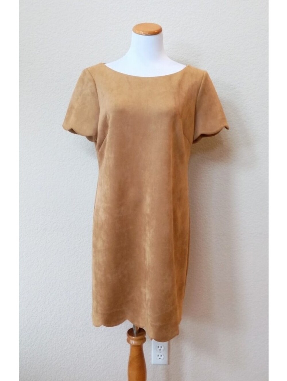 Anne Klein tan faux suede shift dress